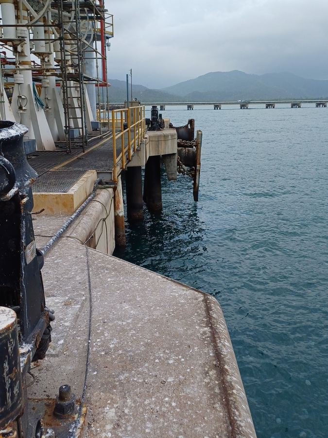 Pier of a marine terminal seen from the berth. Photo from Tanzaca's project record.