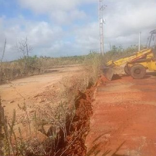 Trench opened with a backhoe for an underground line